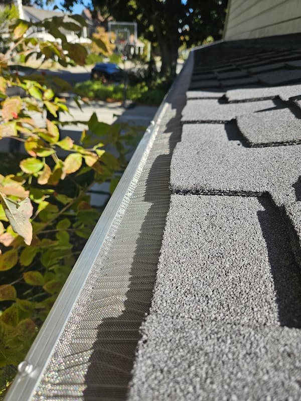 Metal roof gutter screen installation in Sacramento